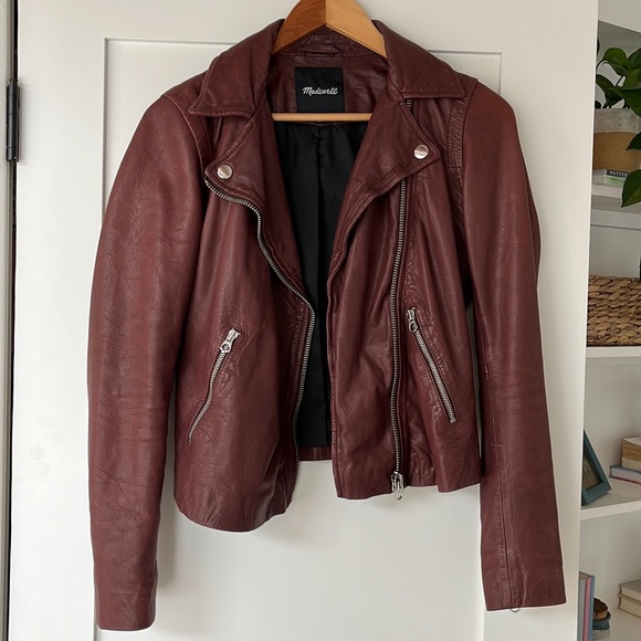 MADEWELL Washed Leather Motorcycle Jacket Burnt Sienna - Picture 2 of 5
